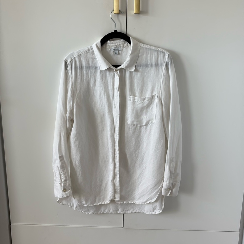 Cuyana linen boyfriend shirt in white